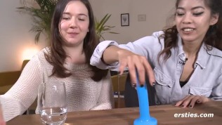 After a cocktail, Leah and Kim Are Ready to Play
